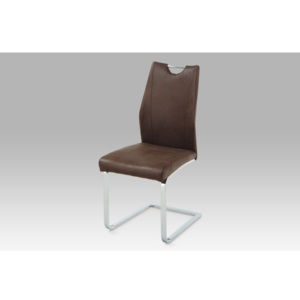 Jídelní židle C-021, látka hnědá / chrom