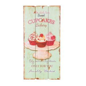 Nástěnná dřevěná dekorace - Sweet Cupcakes