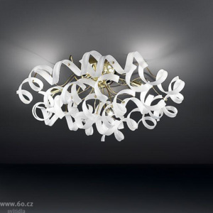 Metallux Astro White, stropní designové svítidlo v průměru 80cm, 6x40W, bílé sklo, zlato 24K