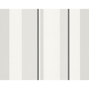 Vliesová tapeta, Schöner Wohnen 8, geometrické tvary - proužky, s efektem, bílo-šedo-černá