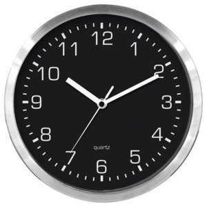 Nástěnné hodiny kovové černé Ø 25 cm