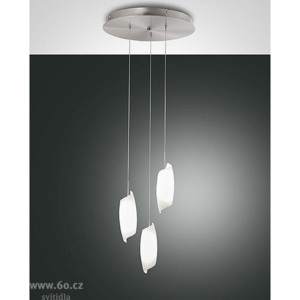 Fabas Roxie, závěsné svítidlo v kombinaci matného niklu a foukaného skla, 24W LED, průměr 38,5cm