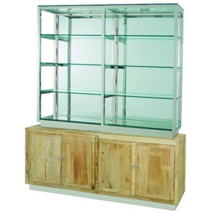 Artelore RUBENS knihovna/skříň s regály, jilm, ocel, sklo, 180 x 40 x 220 cm