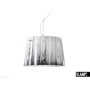 Slamp Woody, designové závěsné svítidlo s bílo-černým stínítkem v dekoru dřeva, 1x100W, prům. 37cm