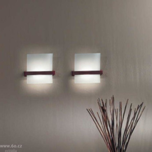 Linealight 90117 Wood, italské nástěné svítidlo 1x80W, wenge/bílé sklo, 23x25cm lin 90117