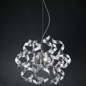 Metallux Astro Silver, stříbrné designové závěsné svítidlo v průměru 40cm, 3x40W, stříbrné sklo, chrom