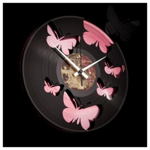 Discoclock 056 Motýli Pink 30cm nástěnné hodiny