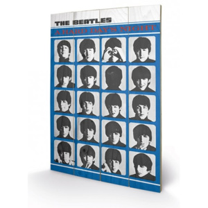 Dřevěný obraz The Beatles - A Hard Day's Night, (40 x 59 cm)