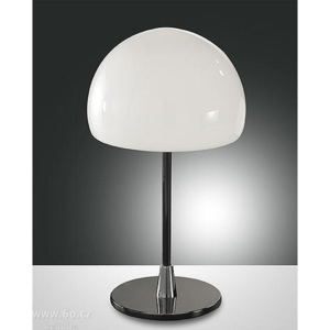 Fabas Gaia big, stolní lampička, 1x40W, černý chrom/bílé sklo, 36cm, dotykový stmívač fab 2654-30-172