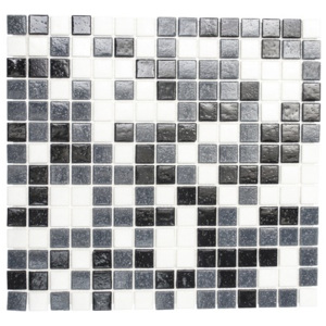 Skleněná mozaika A 125 mix 30,5x32,5cm šedá/bílá/černá
