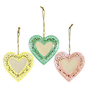 Srdce kovové, mix barev (růžová,žlutá,zelená)