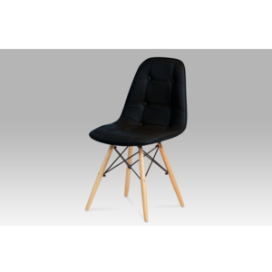 Jídelní židle A25, koženka černá / natural