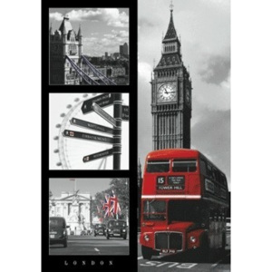 Londýn - red bus 3D Plakát, 3D Obraz, (30 x 42 cm)