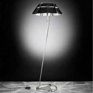 Slamp Chapeau, designová stojací lampa z černého a zrcadlového polykarbonátu, 1x100W, výška 170cm, stmívač