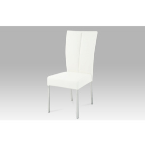 Jídelní židle H045, koženka bílá / broušený nerez
