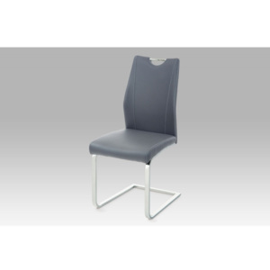 Jídelní židle H25, koženka šedá / chrom