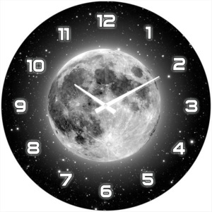 Skleněné hodiny Úplněk měsíce, 34 cm