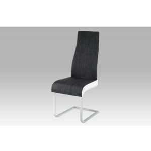 Jídelní židle JD17, chrom/látka černá/kož. bílá