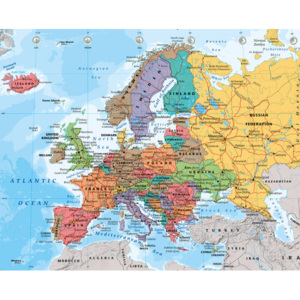 Plakát, Obraz - Mapa Evropy - politická 2014, (50 x 40 cm)