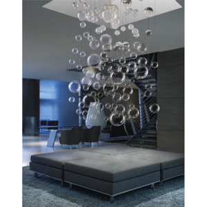 Metallux Bolero, luxusní závěsné svítidlo, 145 kuliček čirého skla, 8x10W LED, 110x110cm, délka závěsu: 300cm