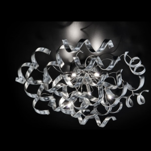 Metallux Astro Silver, stropní designové svítidlo v průměru 80cm, 6x40W, stříbrné sklo, chrom