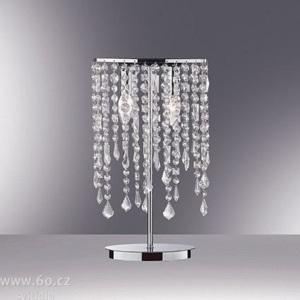 Ideal Lux Rain TL2, stolní lampa s křišťály, 2x40W, E14, chrom, výška 44,5cm ide 008356