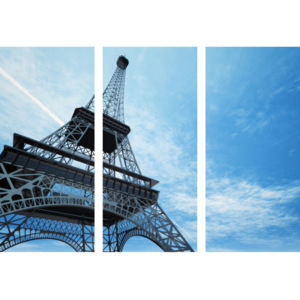 3dílný obraz Modrá Eiffelovka