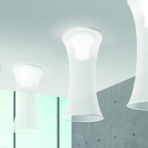 Axo Light Euler P, stropní svítidlo z bílého textilu, 4x42W stmívatelné zářivky, výška 135cm, prům.90cm