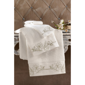 Soft Cotton luxusní ručník VIOLA 50 x 100 cm Smetanová / zlatá výšivka