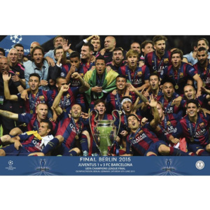 Plakát, Obraz - FC Barcelona – Champions equipo 2015, (91,5 x 61 cm)