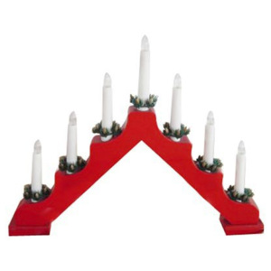 Svícen vánoční el. 7 svíček jehlan, dřevěný červený