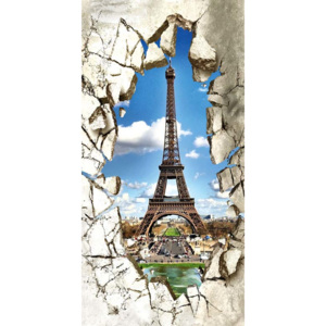 Vliesová fototapeta Dimex Eiffelovka za rozbitou zdí S-509 | 110x220 cm