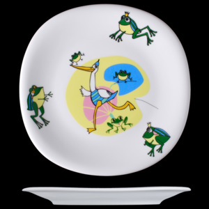Dětský porcelán, talíř mělký 21 cm, žabka, G. Benedikt