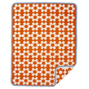 Klippan, Švédsko Bavlněná dětská deka chenille Flower Power orange 70 x 90 cm Oranžová