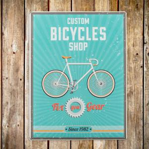 Retro plechová cedule bicycles shop