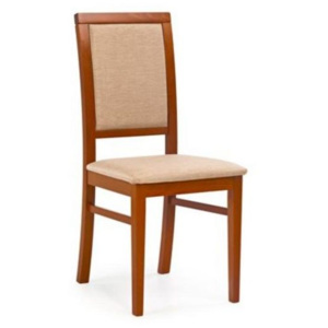 Halmar Dřevěná židle Sylwek 1 barva antická třešeň II - béžová (tkanina)