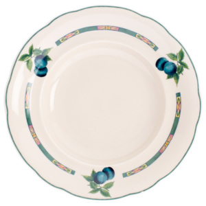 Talíř porcelánový hluboký 23 cm, karlovarský porcelán, Leander Loučky, ovoce