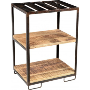 Industrial style, Odkladací stolek v kombinaci dřeva se železem 66 x46 x35 cm (1179)