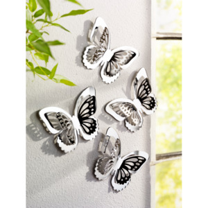 Dekorace na zeď "Motýli", stříbrné, 4 kusy