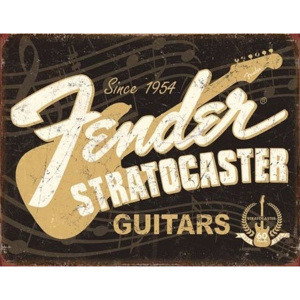Plechová cedule Fender - Stratocaster 60th, (30 x 42 cm)