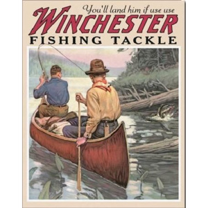 Plechová cedule WIN - fishing tackle, (32 x 41 cm)