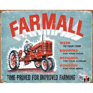 Plechová cedule FARMALL - Model A traktor, (40 x 31,5 cm)