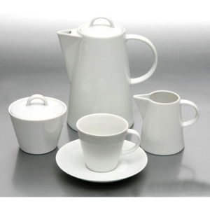 Moderní karlovarský porcelán, kávová souprava Tom bílá, 15 dílná