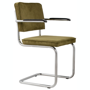 Jídelní, kancelářská židle RIDGE s područkou Zuiver (Barva- zelená + chrom lesk)
