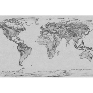 Vliesová fototapeta Dimex Světová mapa černobílá kresba330x220 cm
