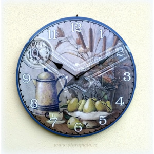 Dřevěné hodiny Hrušky, 34 cm