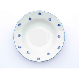 Bohemia Porcelán MZ 1810 Ofélie, talíř hluboký, modrá házenka, Stará Role