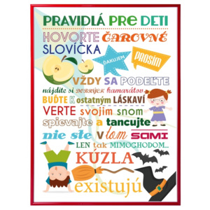 Plakát - Pravidlá pre deti s obrázkami - SK verzia Plakát - Pravidlá pre deti s obrázky bez rámu