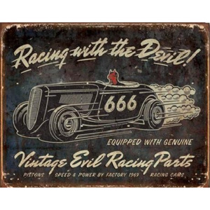 Plechová cedule VINTAGE - Evil Racing, (40 x 31,5 cm)