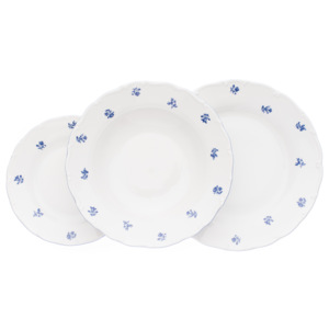 Talířová souprava Ofélie, český porcelán, Stará Role, modré házenky, 18 dílná